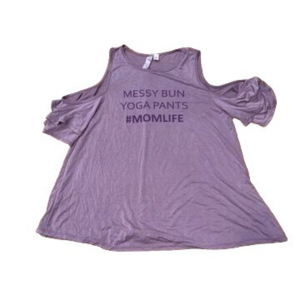 Francesca's Lavender Short Sleeve Mom Life Shirt Size Medium Womens Casual Tee